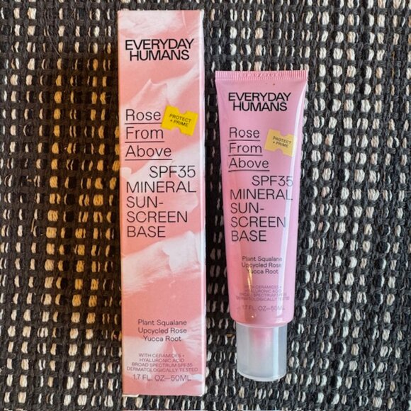 NIB Everyday Humans Rose From Above PROTECT + PRIME SPF35 Mineral Sunscreen Base - Picture 1 of 8